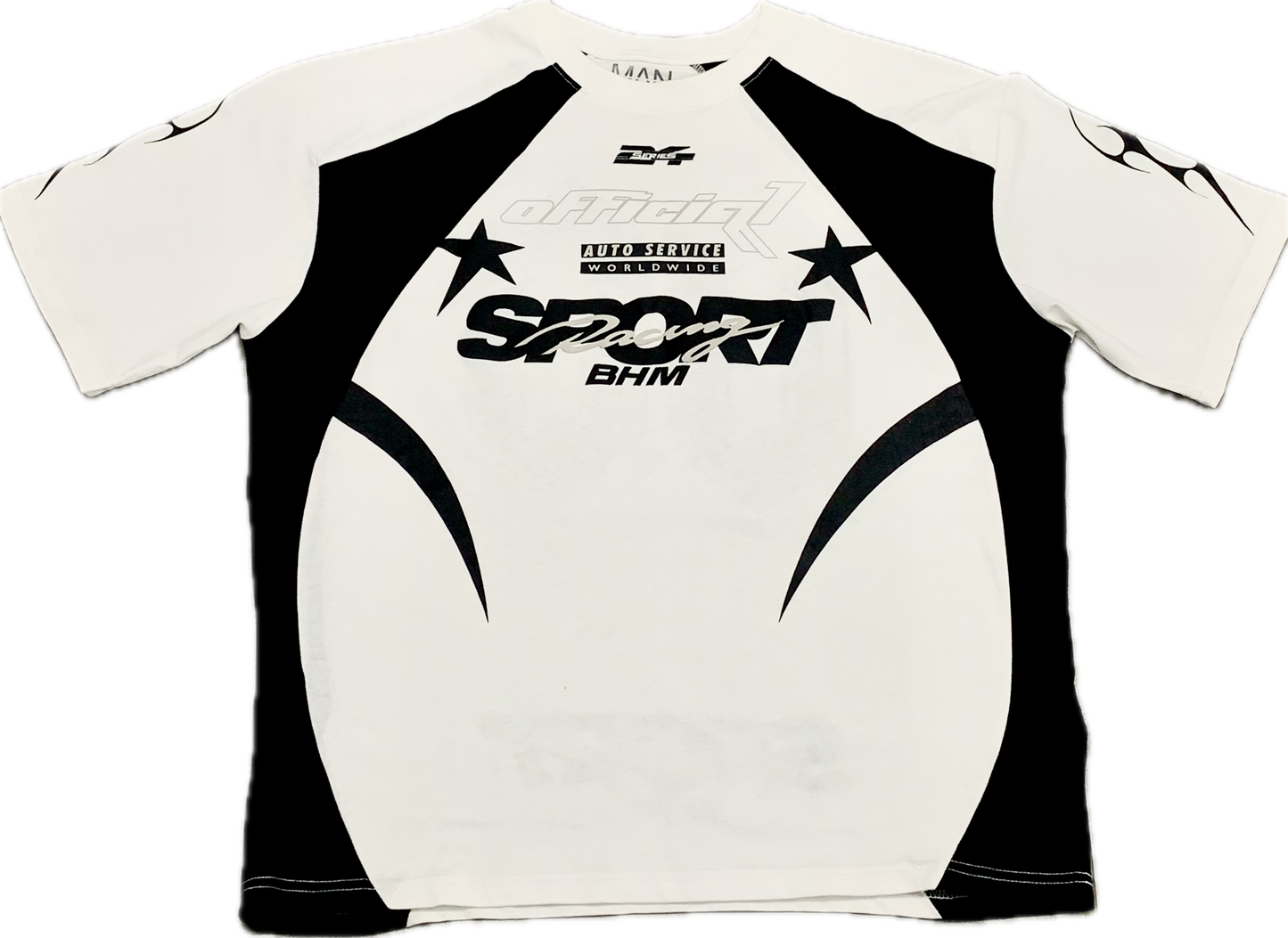 BHM Oversized Boxy Fit Racing T-Shirt White