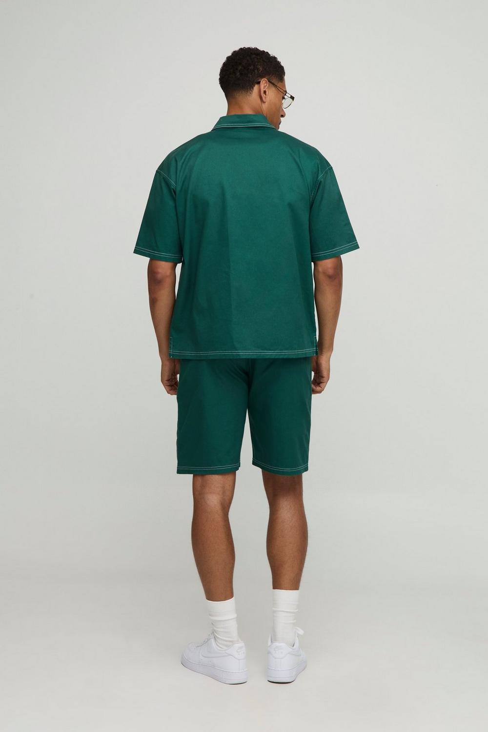 BHM Twill Contrast Stitch Relaxed Fit Shorts