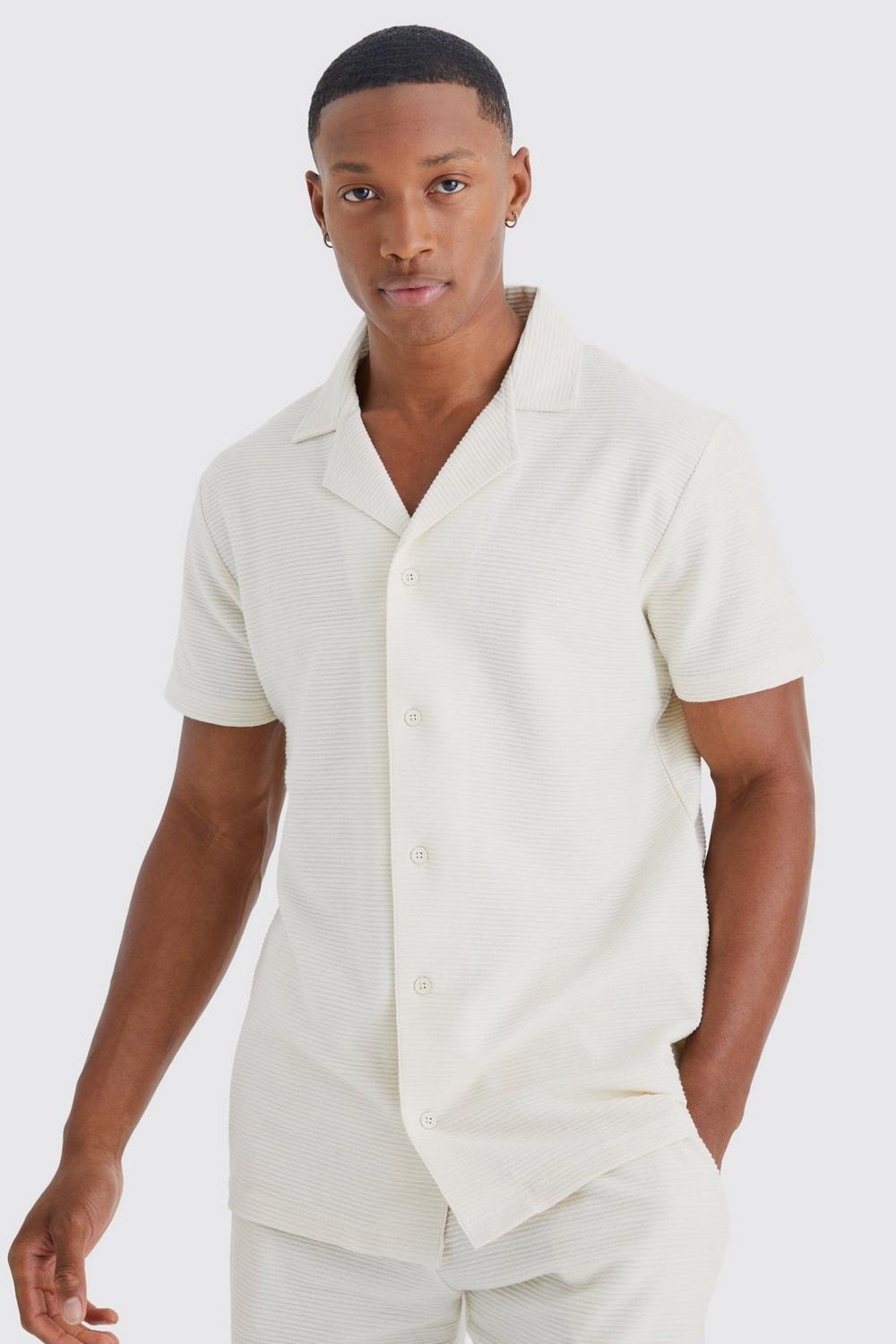 BHM Textured Cuban Style Button Thru Shirt+Short Set