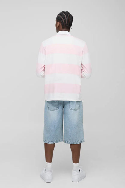 DRP Full-Sleeve Rugby Polo Light Pink