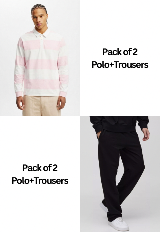 Pack of 2 Light Pink Rugby Polo+Trousers