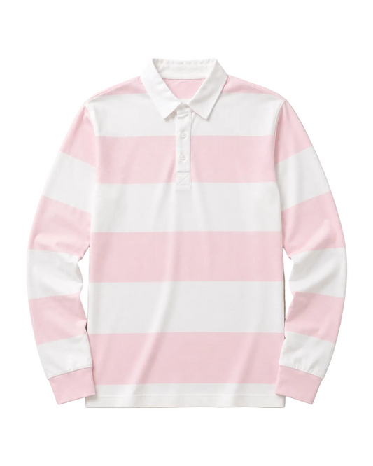 DRP Full-Sleeve Rugby Polo Light Pink