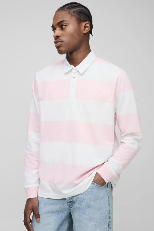 DRP Full-Sleeve Rugby Polo Light Pink
