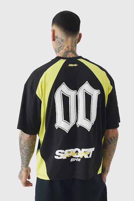 BHM Oversized Boxy Fit Racing T-Shirt Black