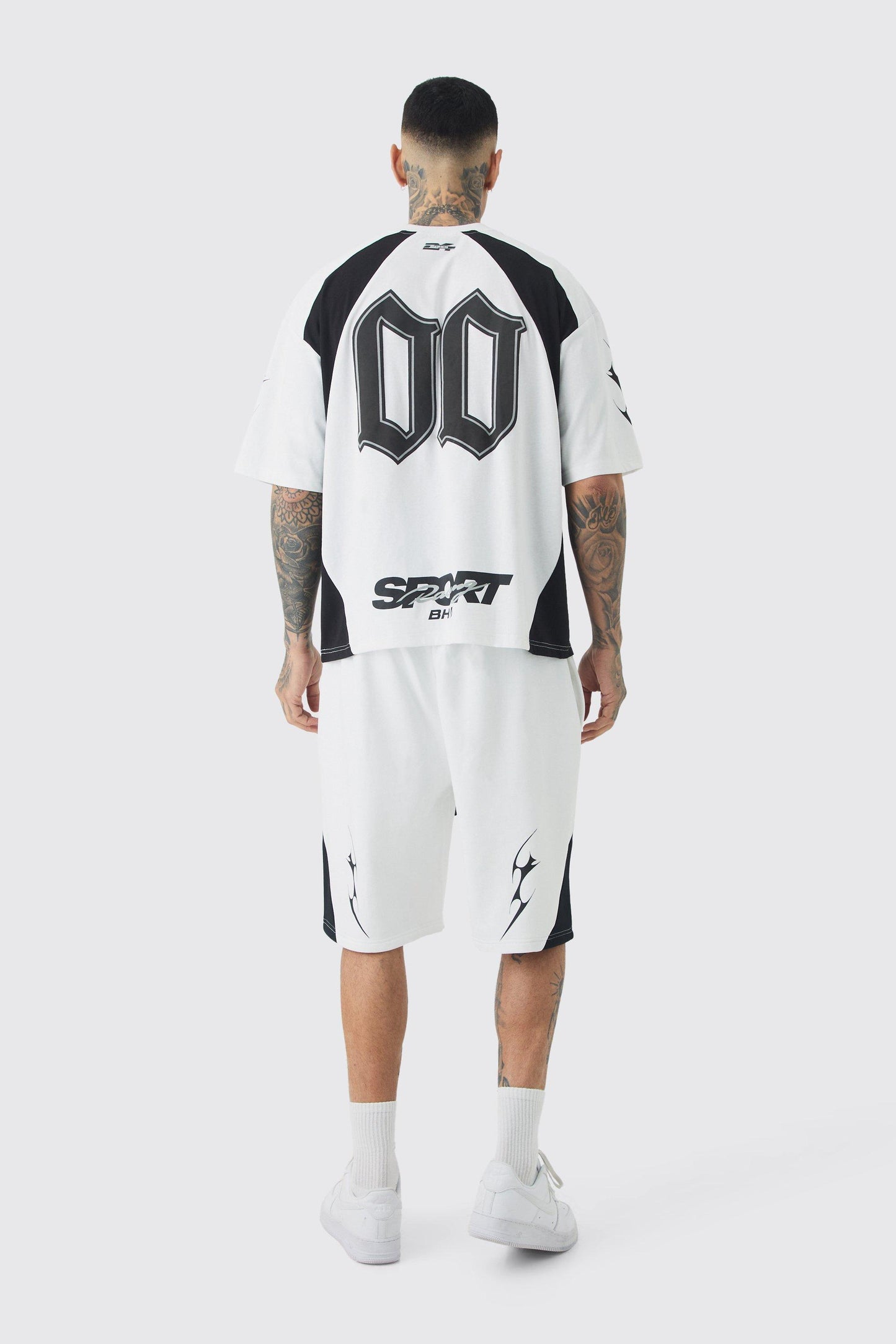 BHM Oversized Boxy Fit Racing T-Shirt White
