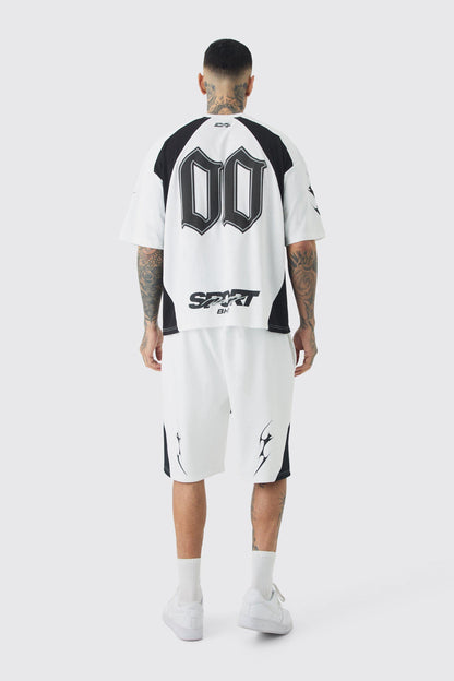BHM Oversized Boxy Fit Racing T-Shirt White