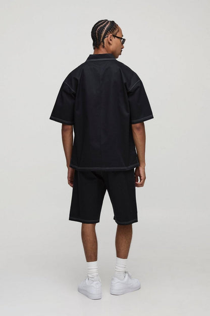 BHM Twill Contrast Stitch Relaxed Fit Shorts