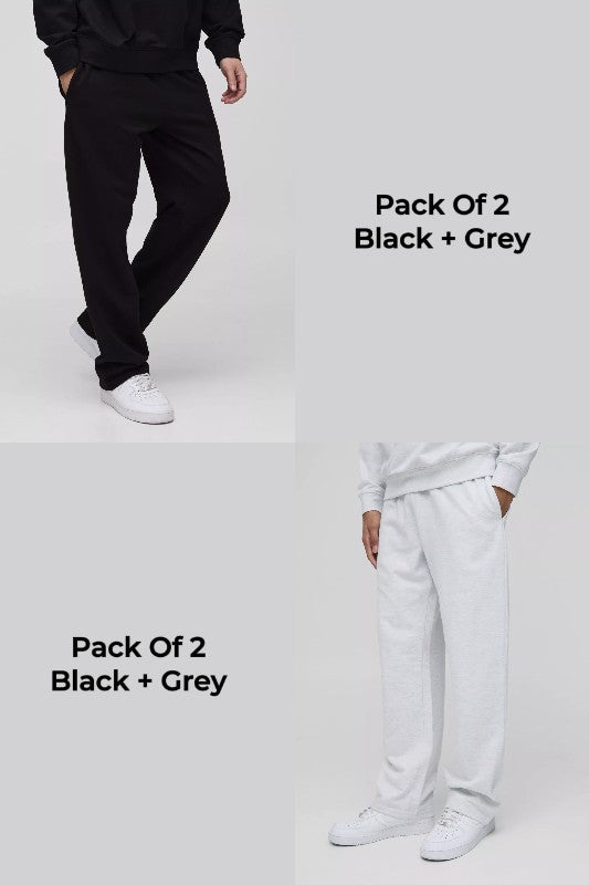Pack of 2 Plain Straight Fit Trousers