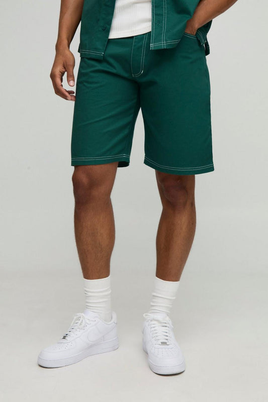 BHM Twill Contrast Stitch Relaxed Fit Shorts