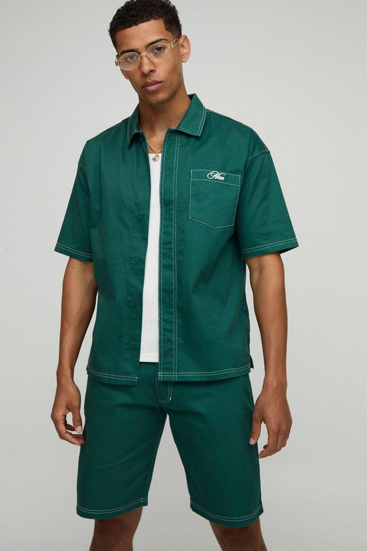 BHM Twill Contrast Stitch Relaxed Fit Shorts