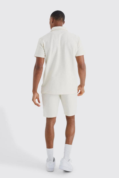 BHM Textured Cuban Style Button Thru Shirt+Short Set