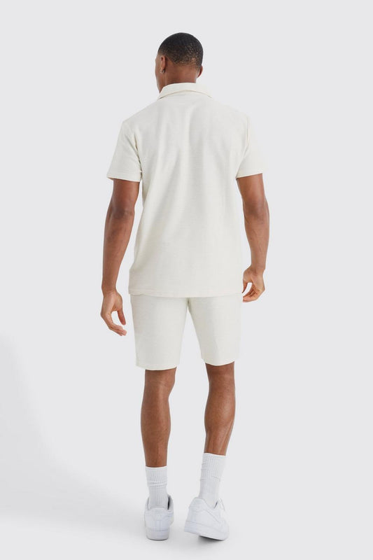 BHM Textured Cuban Style Button Thru Shirt Off White